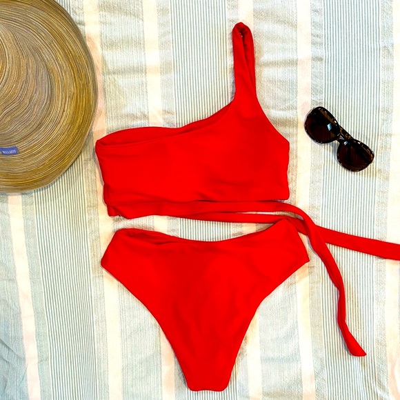 Other - Bright red Bikini! Gently used. Size S